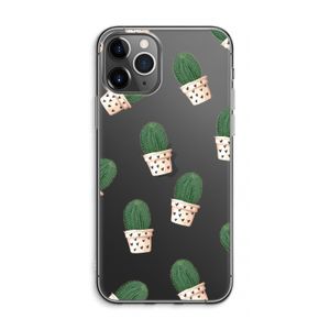Cactusprint roze: iPhone 11 Pro Max Transparant Hoesje