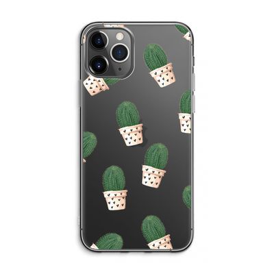 Cactusprint roze: iPhone 11 Pro Max Transparant Hoesje