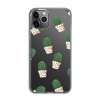 Cactusprint roze: iPhone 11 Pro Max Transparant Hoesje