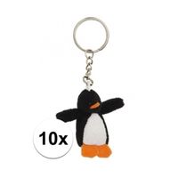 10x Pluche pinguin knuffeltjes met sleutelhanger 6 cm - thumbnail
