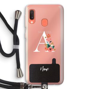 Pink Bouquet: Samsung Galaxy A20e Transparant Hoesje met koord