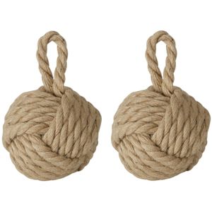 Deurstopper - 2x - 1.5 kilo - bruin - jute - 23 x 15 cm