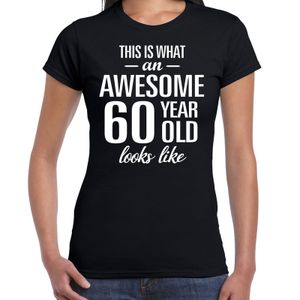 Awesome 60 year / 60 jaar cadeau t-shirt zwart dames