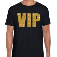 VIP tekst - t-shirt - zwart met gouden glitter letters - heren - glitter and glamour - foute party