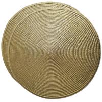 Placemat - Set van 2x stuks - metallic goud - dia 38 cm - rond - onderlegger - kerstdiner/diner plac