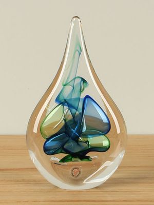 Glazen pegel plat, blauw/groen