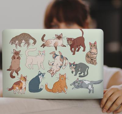 Verschillende geanimeerde katten laptop sticker