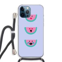 Smiley watermeloen: iPhone 12 Pro Max Transparant Hoesje met koord