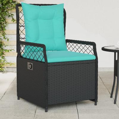 Liggende tuinstoelen 2 stuks zwart polyrotan