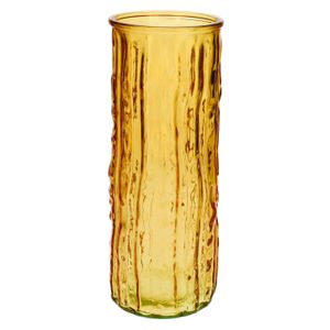 Bloemenvaas - geel/goud- transparant glas - D10 x H25 cm