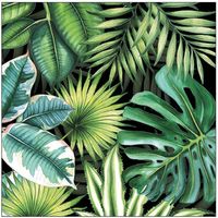 40x Tafel diner/lunch servetten 33 x 33 cm Tropische bladeren jungle print - Feestservetten - thumbnail