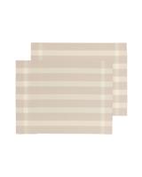 HEMA Placemats geweven plastic 35x45 beige met strepen - 2 stuks (zand)