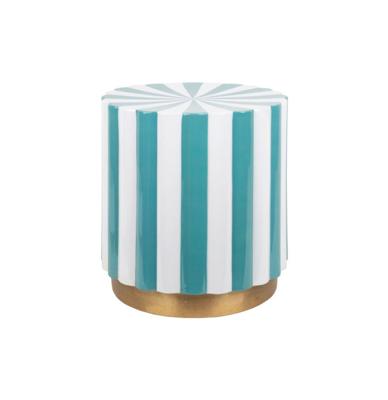 Candy Swirl Poef - Ø40 cm Turquoise/Wit