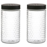 Voorraadpot/bewaarpot Roma - 2x - 1.5L - glas - zwart - D12 x H22 cm - thumbnail