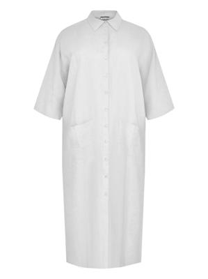 Yoek Blouse met splitten linnen | Wit | Maat 50/52