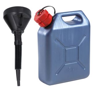 Jerrycan blauw voor brandstof van 5 liter met een handige grote trechter