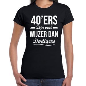 40ers zijn veel wijzer dan dertigers verjaardags t-shirt zwart voor dames