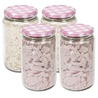 Weckpot/voorraadpot Classico - 4x - 750 ml - kunststof - draaideksel - roze - D8 x H14 cm