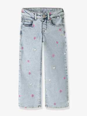 Wijde jeans met borduursel voor meisjes NAME IT gebleekt denim