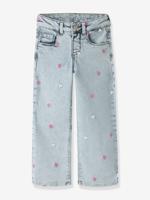 Wijde jeans met borduursel voor meisjes NAME IT gebleekt denim