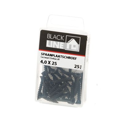 Spaanpl.schr.zwart pk tx20 4.0X25 Blister 25