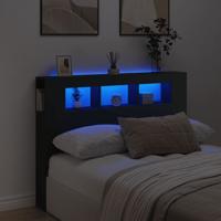 Hoofdeinde met LED 140x18,5x103,5 cm bewerkt hout zwart - thumbnail