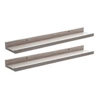 2x foto wandplank fixy - beige - eiken hout look - 58 x 10 x 4 cm