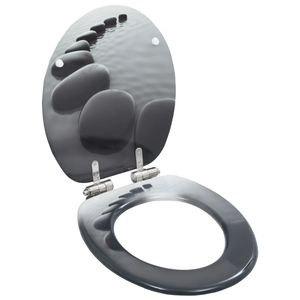 VidaXL Toiletbril met soft-close deksel stenen mdf