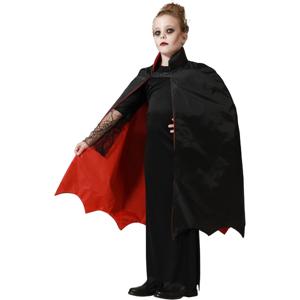 Halloween Dracula verkleed cape - voor kinderen - dubbelzijdig - rood/zwart - L66 cm