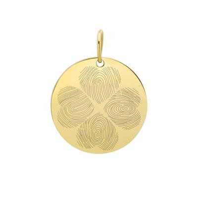 Gepersonaliseerde vingerafdrukken klaver bedel - Stainless steel - Goud - 18 mm - 4 vingerafdrukken