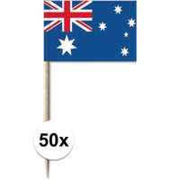 50x Cocktailprikkers Australie 8 cm vlaggetje landen decoratie - thumbnail