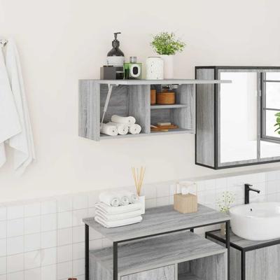 Badkamerwandkast 60x25x30 cm bewerkt hout grijs sonoma eiken