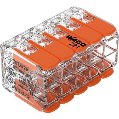 WAGO 221-420-1 221 Verbindingsklem Flexibel: 0.14-4 mm² Massief: 0.2-4 mm² Aantal polen: 10 1 stuk(s) Transparant, Oranje