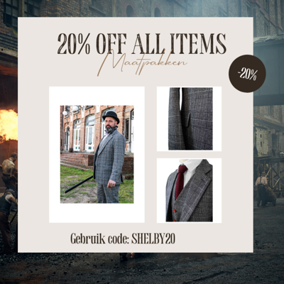 3-delig Tweed Pak Houndstooth Lichtgrijs | Peaky Blinders