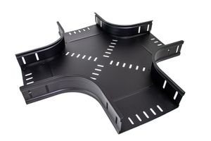 Kruisstuk kabelgoot 100mm zwart structuur poedercoating