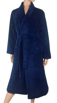 Hotel badjas velvet katoen/fleece marineblauw