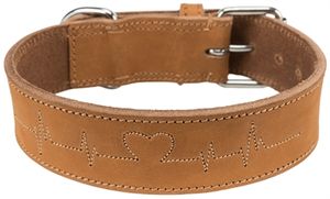 Trixie halsband hond rustic vetleer heartbeat bruin