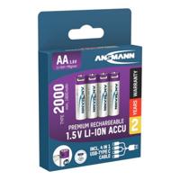 Oplaadbare AA Batterijen - Lithium-ION - USB-C - Blister 4 stuks + laadkabel
