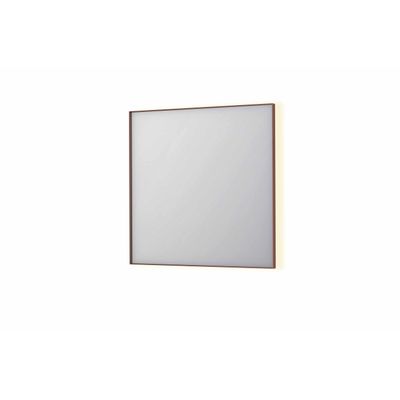 INK SP32 spiegel - 80x4x80cm rechthoek in stalen kader incl indir LED - verwarming - color changing - dimbaar en schakelaar - geborsteld koper 8410044