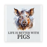 Cadeau tegel boerderijdieren liefhebber - varkens - keramiek - waterverf - 15 cm