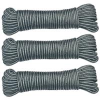 AMIG Paracord touw - 3x - 10 meter - D4mm - 100kg - PP/PE - legergroen/wit - thumbnail