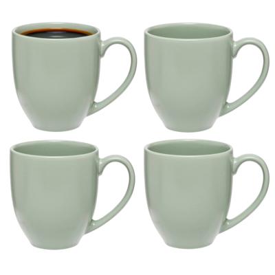 5Five Koffiemokken Venice - 4x stuks - Keramiek - mintgroen - 480 ml - 9 x 11 cm