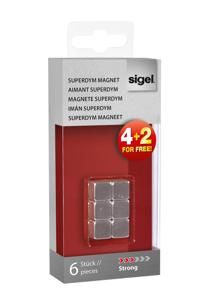 Sigel Magneet C5 Strong (b x h x d) 10 x 10 x 10 mm dobbelsteen Zilver 6 stuk(s) GL192