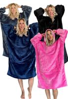 Draagbare deken met capuchon en mouwen - EXTRA lang - 3 kleuren-zwart