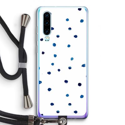 Blauwe stippen: Huawei P30 Transparant Hoesje met koord