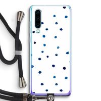 Blauwe stippen: Huawei P30 Transparant Hoesje met koord