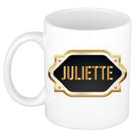 Naam cadeau mok / beker Juliette met gouden embleem 300 ml - thumbnail