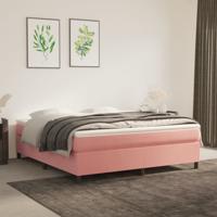 Boxspring met matras fluweel roze 160x200 cm
