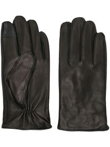 Calvin Klein logo-debossed leather gloves - Noir