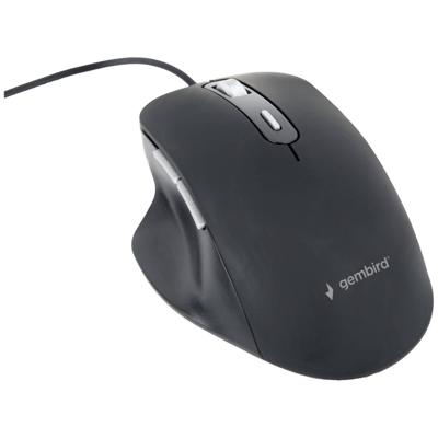 Gembird neu Muis Kabelgebonden Optisch Zwart 6 Toetsen 1200 dpi, 1800 dpi, 2400 dpi, 3600 dpi Verlicht, Geluidsarme toetsen